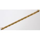 ITALIAN 14KT YELLOW GOLD BRACELET, L 7": Link  style, "H" motif. Weighs approximately 9 grams.