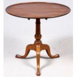 ENGLISH QUEEN ANNE STYLE MAHOGANY TILT TOP  TABLE, 19TH C., H 28'' DIA 27'': Having a  tilting