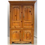 KNOTTY PINE ENTERTAINMENT CENTER, H 80", L 49",  D 22": Knotty Pine entertainment center,