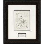 AFTER RENOIR, REPRODUCTION PRINT, 5 3/4" X 4  3/4", FEMALE NUDE: Under glass and matted in a