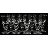 STEUBEN GLASS WINES, SET OF EIGHT, H 5", PATTERN  #7877: Includes a set of 8 glass wines by