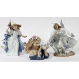 FARINELLI PORCELAIN FIGURES, THREE, H 9"-15":  Including 1 princess with wand, H.14 3/4", 1  girl