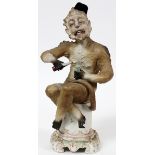 FRENCH BISQUE FIGURE OF MONKEY, 19TH C., H 13",  W 6 1/2": Depicting a seated, human-like monkey