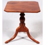 MAHOGANY TILT TOP TABLE, C. 1920-30, H 24'' W  20": Raised on a tri-legged pedestal base,  having a