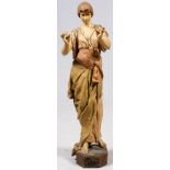 GOLDSCHEIDER TERRACOTTA FIGURE, C. 1890, H 37",  W 11", 'CHLOE': Depicting a standing maiden