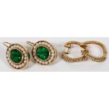 ITALIAN 14KT YELLOW GOLD & DIAMOND EARRINGS,  PAIR, & ANOTHER PAIR OF EARRINGS: Including a  pair