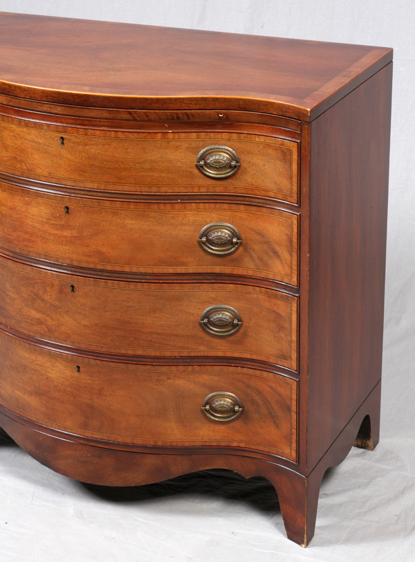 HERITAGE HENREDON MAHOGANY CHEST OF DRAWERS,  20TH C., H 35", W 36", D 20": Bow front chest  of - Image 3 of 4