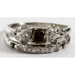 LADY'S DIAMOND & PLATINUM RINGS, TWO, SIZE 5.25  & 5.75: Including one featuring a 0.45 carat