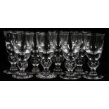 STEUBEN GLASS WINES, EIGHT, H 5", PATTERN #7877:  Includes a set of 8 glass wines by Steuben,  each