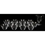 STEUBEN GLASS FINGER BOWLS & A PITCHER, THIRTEEN  PIECES, H 6", DIA 4 1/2": Including a set of 12