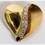 14KT GOLD & DIAMOND HEART SLIDER PENDANT, W 1":  14kt yellow gold heart shaped slider pendant,