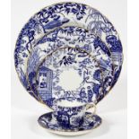 ROYAL CROWN DERBY 'MIKADO' PORCELAIN DINNER  WARE, 18 PIECES: Blue on white, including 4  dinner