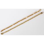14KT YELLOW GOLD BRACELETS, TWO, L 7": One is  made in Peru. Totaling approximately 14 grams.