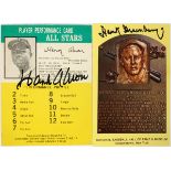 HANK AARON AND HANK GREENBERG AUTOGRAPHED,  SPORTS CARDS, 2 PCS. H 5 1/2", W 3 1/2" & 4":  includes