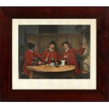 PHOTOGRAVURE, 12" X 17", 'A HUNTING WE'LL GO!',:  Depicting three huntsmen in a pub. Framed and