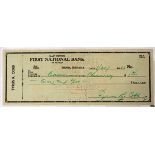 TY COBB, SIGNED CANCELLED CHECK, [TYRUS R.  COBB], 1/30/1953: Tyrus R. Cobb signed  cancelled check