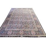 KASHMIR DESIGN HAND WOVEN ORIENTAL CARPET, W 9',  L 12' 1": Decorated with all over naturalistic