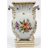 HEREND HAND PAINTED PORCELAIN VASE, MID 20TH C.,  H 10 1/2", W 7": Footed, baluster form vase  with