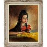 PAL FRIED, OIL ON CANVAS, 30" X 24", SENORITA:  Portrait of Spanish beauty; signed; framed. Pal
