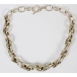 MEXICAN STERLING CHAIN TOGGLE NECKLACE, L 26  1/4": A sterling silver chain necklace, with  toggle