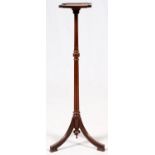 REGENCY MAHOGANY STAND, C. 1820, H 42" W 9":  Raised on a tri-footed pedestal base. Measuring  H.