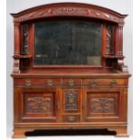 ARTS & CRAFTS STYLE MAHOGANY BUFFET, EARLY 20TH  C., H 84" W 72" D 25": A mirrored back buffet,