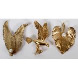 LADY'S 14KT YELLOW GOLD BIRD OF PREY ENHANCER &  OTHERS, 3 PCS, L 1 3/4"-2": Including a 14kt