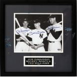 DI MAGGIO, MANTLE AND WILLIAMS SIGNED PHOTO  PRINT, H 8", L 10": Signed Joe Di Maggio,  Mickey