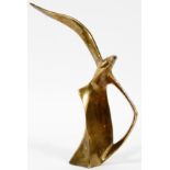 CONTEMPORARY BRONZE SEAGULL H 11 3/4": Gold  patina. Not signed.