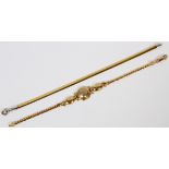14KT YELLOW GOLD BRACELETS, TWO, L 7":  Including 1 flexible bracelet, yellow gold at  one side and