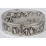 EUROPEAN .800 SILVER BOX, LATE 19TH-EARLY 20TH  C., L 7": A 0.800 silver ovoid form hinged lid