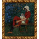 JOACHIM FERENC OIL ON CANVAS, 1913, H 21", L  18.25" WOMAN AND CHILD: Joachim Ferenc  [Hungarian