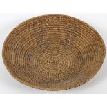 ANTIQUE AMERICAN INDIAN BASKET [1] H 2 3/4" DIA  12 1/2": Reeded Inter-woven Coil Basket Form.  -