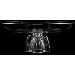 STEUBEN GLASS COMPOTE, H 5", DIA 12": Signed.