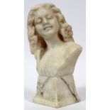 CARRERA MARBLE BUST OF YOUNG GIRL H 11": nice  condition