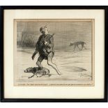 HONORÉ DAUMIER, LITHOGRAPH, 9" X 10", HUNTER  FOLLOWED BY WOLF: Honoré Daumier Titled"  Qu'est-ce