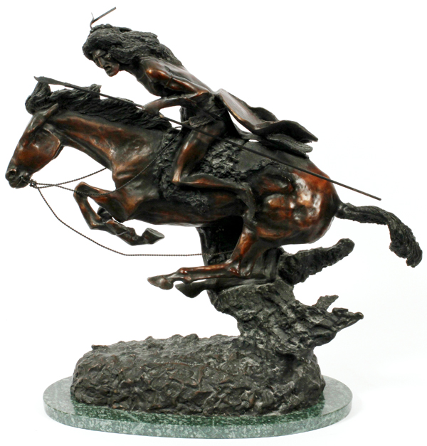 AFTER REMINGTON, BRONZE SCULPTURE, H 19", W 21",  "CHEYENNE": After Frederic Remington [American,