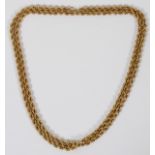 14 KT GOLD ROPE CHAIN 44" LONG: Necklace is14kt  gold. 5.75mm wide and weighs 56.6gms. The chain