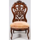 ATTRIB. TO BELTER, VICTORIAN LAMINATED ROSEWOOD  SIDE CHAIR, C. 1850, H 38" W 18": Raised on