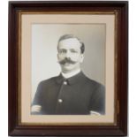 FRAMED PHOTO PORTRAIT, INDIAN WAR SERGEANT:  Including Indian War Period militia tailcoat  with