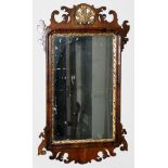 ANGLO-AMERICAN WALNUT & GILT MIRROR, EARLY 19TH  C., 34" X 19": Carved walnut frame.