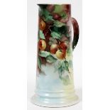 ROSENTHAL HAND-PAINTED PORCELAIN PITCHER, 1905,  H 12 1/2", SIGNED: Fitted with a single handle,