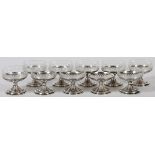 GORHAM STERLING & GLASS SAUCER CHAMPAGNES, 20TH  C., TEN PIECES, H 3 3/8": Including a set of 10