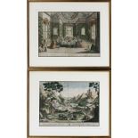 ANTIQUE HAND-COLORED ENGRAVINGS, TWO, H 12'' L  15 3/4'', PRODIGAL SON RETURNS: Includes one