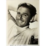 ERROL FLYNN AUTOGRAPHED BLACK AND WHITE PHOTO, H  7", W 5": black and white publicity photo print