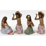 LLADRO GRES FIGURES, FOUR, H 7 3/4"-9 3/4":  Including "Island Beauty", #12382; "Pacific  Jewel", #