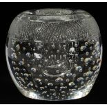 WEBB, GLASS PAPERWEIGHT: bubble design, Signed.