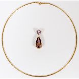 14KT YELLOW GOLD NECKLACE & AMETHYST PENDANT, L  16": Totaling approximately 12 grams.