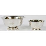 WORDEN-MUNNIS CO. & INTERNATIONAL 'LORD  SAYBROOK' STERLING REVERE STYLE BOWLS, TWO, DIA  7" & 5":