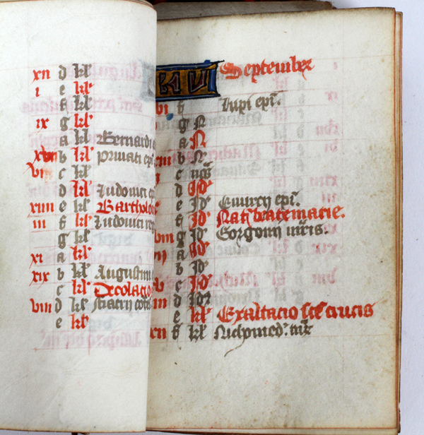 XV CENT ILLUSTRATED MANUSCRIPT H 3 7/8": Horae  B. V. M. ad usum Parisiis cum calendario. - Image 5 of 6